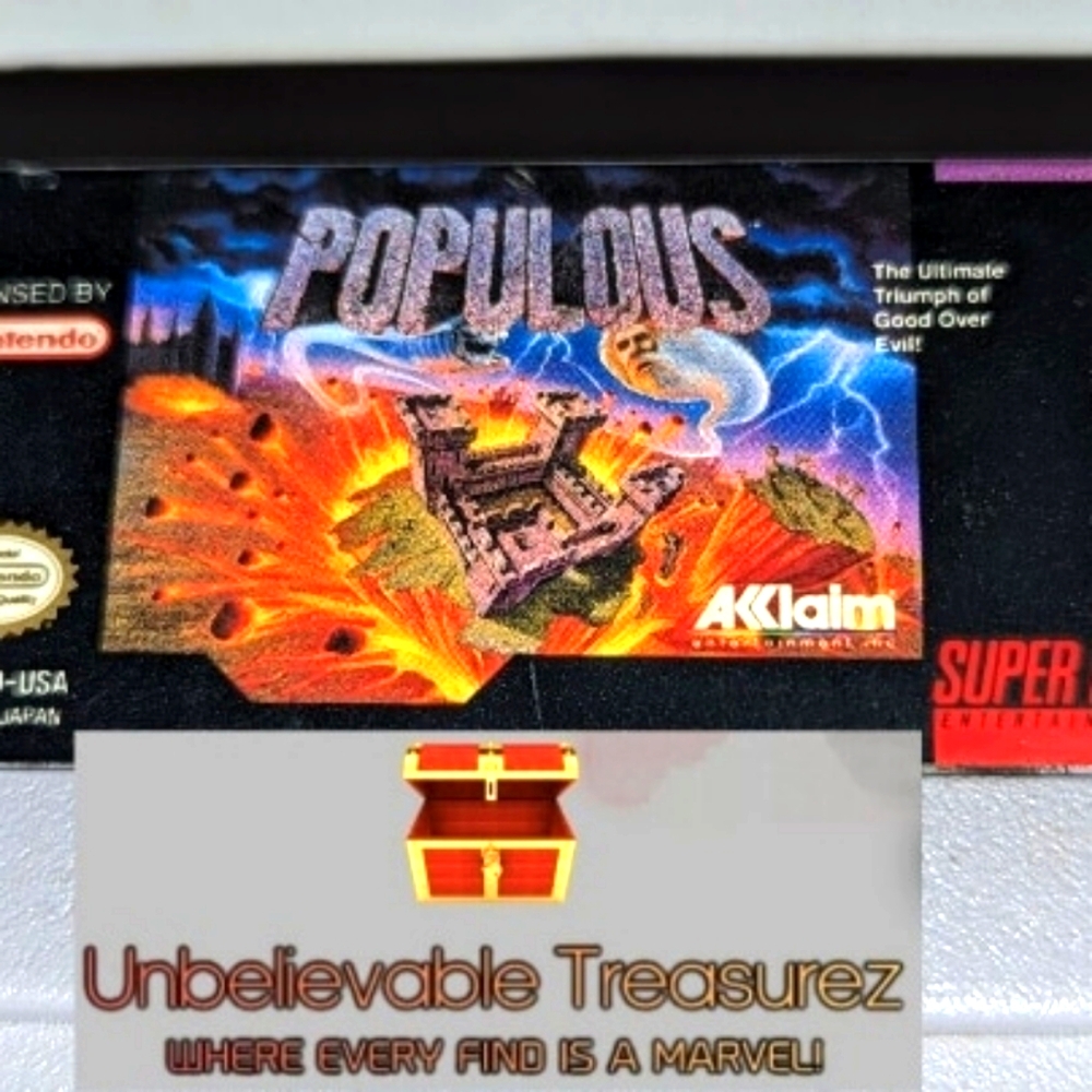Populous (Super Nintendo Entertainment System, 1991 SNES)-Cart Only